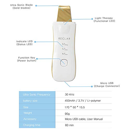 Ultrasonic Water Peeling Facial Device with Gold Blade & Galvanic Massage
