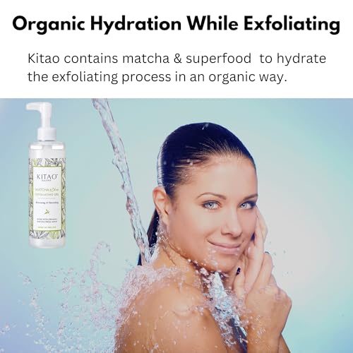 KITAO Exfoliating Body Scrub for Women & Men with Matcha, Chia & Acai, Facial Exfoliator, Body Exfoliator Gel, Skin Exfoliant, Dead Skin Remover for Pore Cleansing & Firming from Japan 10.6 Fl Oz