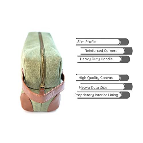 Vetelli Vintage Canvas Toiletry Bags, Travel In Style, Waterproof Canvas Dopp Kits, Durable (Marco) (Green)