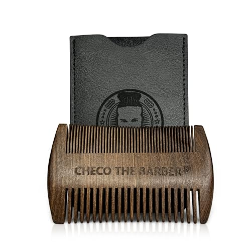 Sandalwood Beard Comb for Men ? Pocket-Size Anti-Static Wooden Grooming Comb with Protective Case ? For Beard, Mustache & Hair