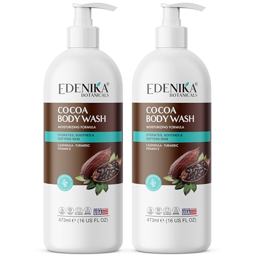 Cocoa Butter Body Wash, Cleanses, Hydrates & Nourishes, Deep Moisturizing Shower Gel for Dry and Sensitive Skin, Women & Men, Organic & Natural, 16 fl oz, 2-Pack