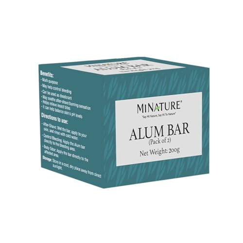 Mi Nature Pure Alum Bar 2 pack (100g*2) |Natural Phitkari Block |Potassium Alum Stone |Shaving Bar |Skin Astringent |Water Clarifier |Odor Control