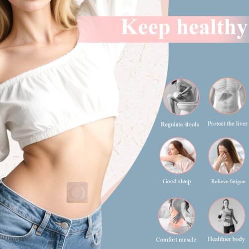 40pcs Castor Oil Patches, Urknall Castor Oil Pack Wrap Organic Cotton Belly Button Patches for Caster Oil Self-Adhesive Pads Belly Patch Anti Leakage Design No Wash & Portable