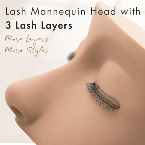 3 Lash Layers Lash Mannequin Head For Eyelash Extension, Lash Extension Practice Face for Beginners Reusable Makeup Massage Training Supplies