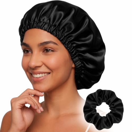 Adjustable Silk-Satin Hair Bonnet for Sleeping – Anti-Frizz Curl Protection