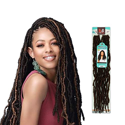 (6-PACK) Bobbi Boss Synthetic Hair Crochet Braids African Roots Braid Collection Nu Locs 24" (1B)