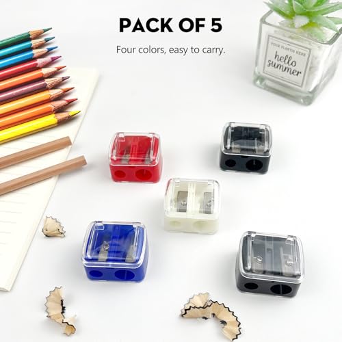 Zoolinn Dual Hole Cosmetic Pencil Sharpeners for Lip & Eyeliner - 5 Pack