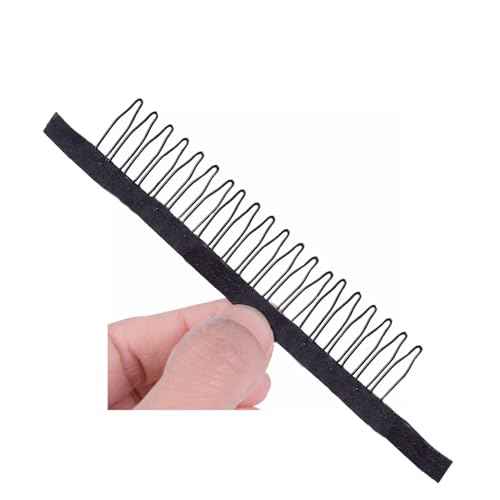 10 Pack Wig Comb Long 20 Teeth Clips Black Wire with Cloth Sewing Combs Wearing Holder for Wig Caps Making Finished Wigs Secure Attachment Hairpiece DIY Hair Extension