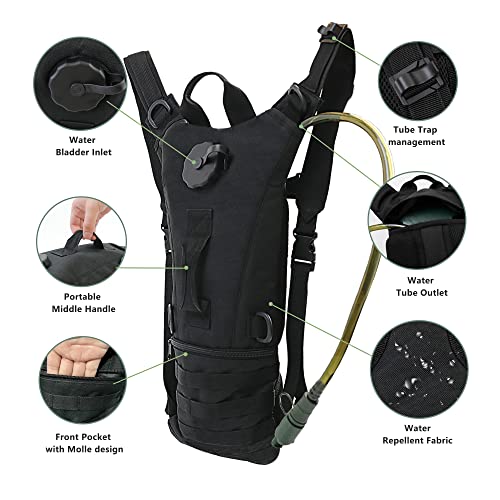 Zavothy Lightweight Hydration Backpack with 2L Water Bladder Water Backpack Hydration Pack for Cycling Running Biking Hiking Backpack Black