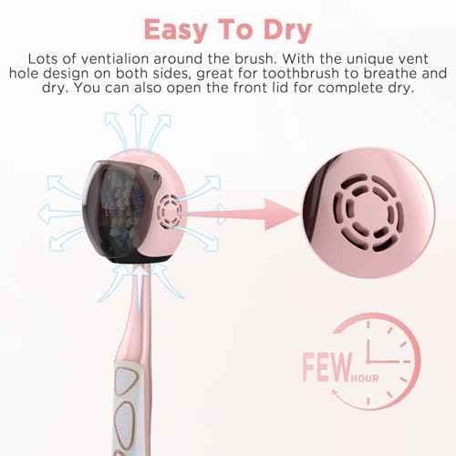 Helmet Toothbrush Covers Caps, Toothbrush Head Protector for Household Travel, Fits Most Manual and Electric Toothbrushes, 4 Count (Blue, White, Pink, Rose Pink)