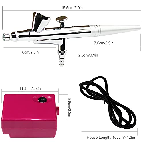Airbrush Kit with Compressor & 0.4mm Spray Gun - 3 Pressure Levels