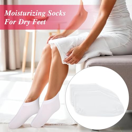 10-Pack Reusable Moisturizing Spa Cotton Socks for Dry Cracked Feet