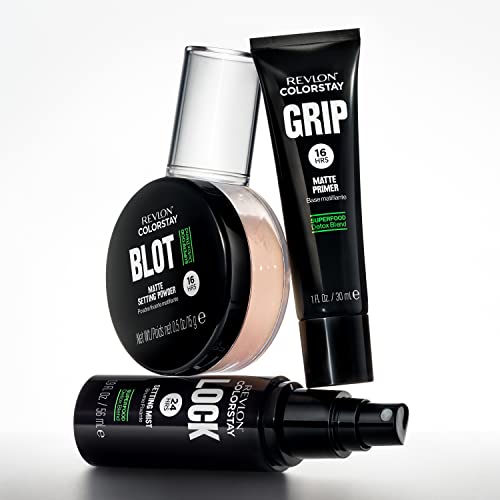 Revlon ColorStay Grip Primer, Mattifying, Blurring & Oil Absorbing Face Makeup, Absorbs Sebum, Blurs Imperfections and Reduces Pore Appearance, 1 Fl Oz