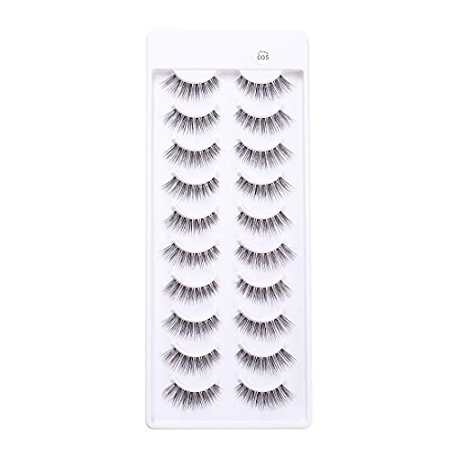 10 Pairs Natural False Lashes with White Glue