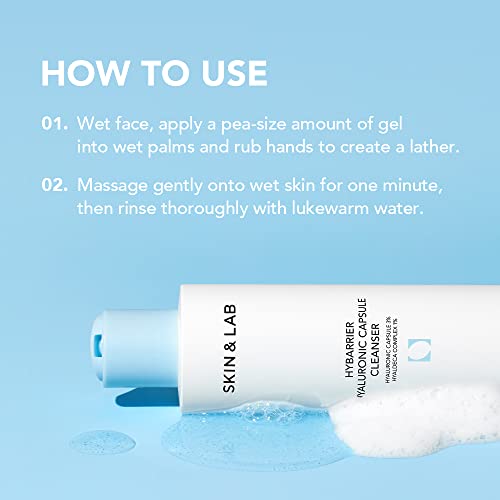 [SKIN&LAB] Hybarrier Hyaluronic Capsule Cleanser| Daily Gel Cleanser Infused with Hyaluronic Capsule and Hyaldeca Complex | For All Skin Types | 6.76 fl.oz