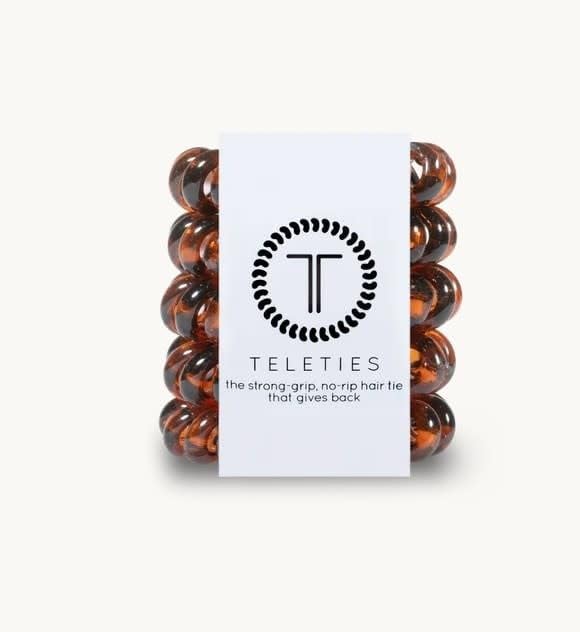 Teleties Spiral Hair Coils - Phone Cord Hair Ties (3 Pack, Small)