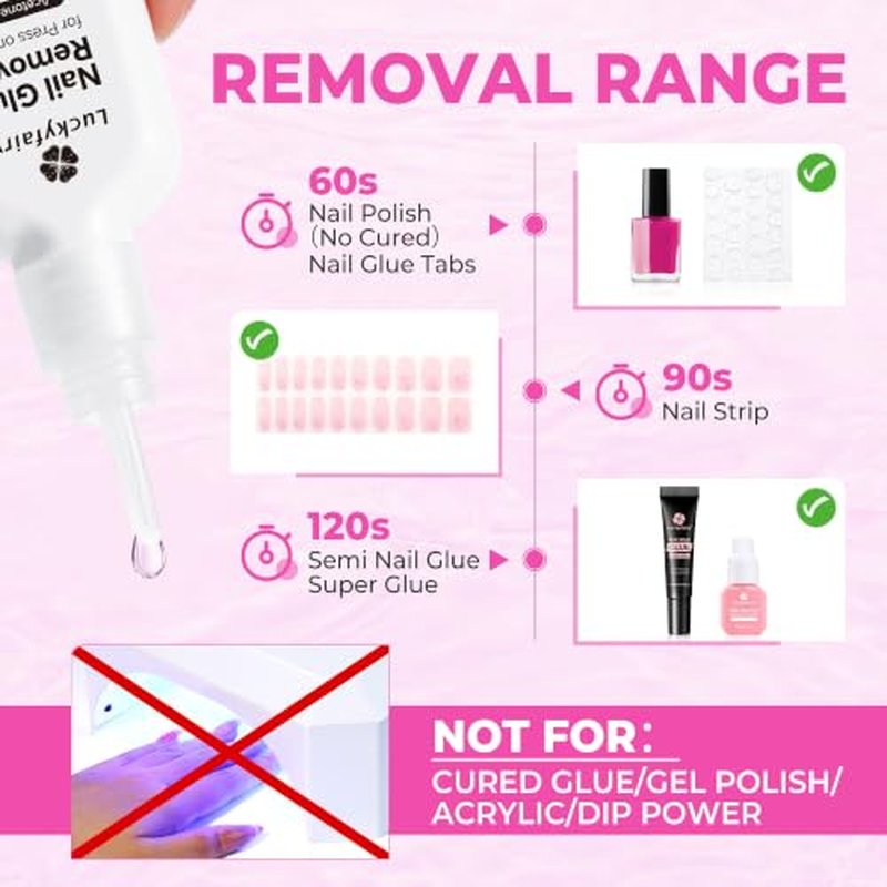 Luckyfairy Acetone-Free Nail Glue Remover - 15ml Precision Formula
