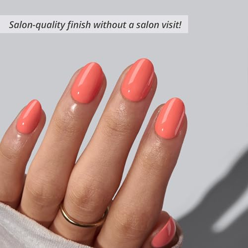BTArtbox Press on Nails, Extra Short Almond Orange 32Pcs Full Kit