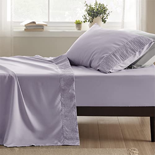 Bedsure Twin Sheets Set - Soft Twin Bed Sheets, 3 Pieces Hotel Luxury Lavender Sheets Twin, Easy Care Polyester Microfiber Cooling Bed Sheet Set