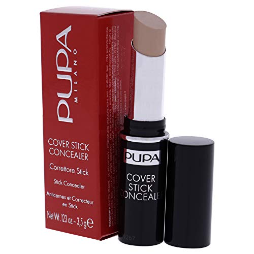 Pupa Milano Cover Stick Concealer - Ideal for Normal to Combination-Oily Skin - Offers Medium to High Coverage - For Pure Color and Total Smoothness to the Skin - 002 Beige - 0.123 Oz