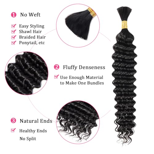 Deep Wave Braiding Hair 50g 22" Boho Curly Human Hair Bundle
