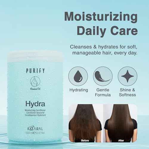 Kaaral Purify Hydra Conditioner - Moisturizing Hair Care for Women and Men - Hydrating Treatment for Dry, Damaged, Color Treated Hair - Softens, Reduces Frizz, Nourishes Curly Hair - 1000 ml