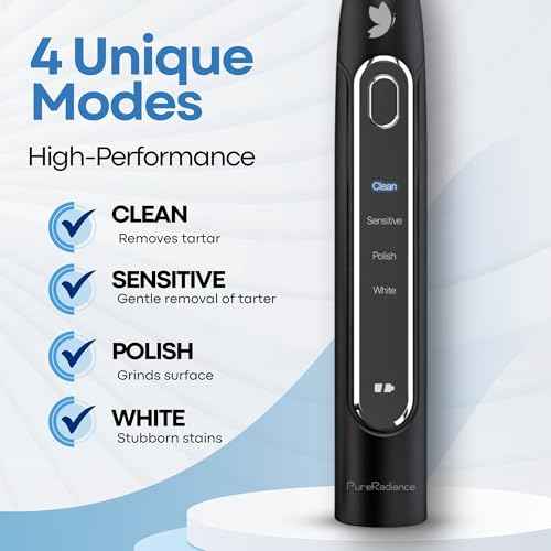 LED Whitening Electric Toothbrush ? Waterproof, Sonic Brush with 6 LED Lights for Whitening, Soft Bristles, Rechargeable, Travel Case Included ? Ideal Electric Toothbrush for Adults