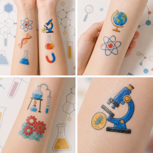 96 Piece Science Temporary Tattoos for Kids Birthday Party Favors