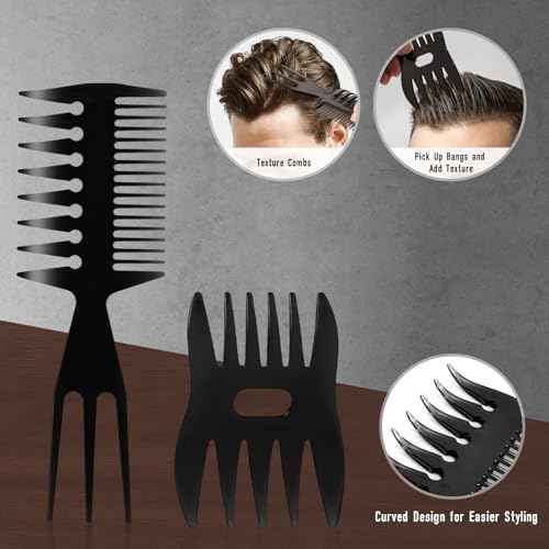 Mens Hair Brush and Beard Brush Set,Boar Bristle Beard Brush,Wide Tooth Comb,Round Hair Brush,Texture Comb for Hair Detangle,Blow Dry,Cutting,Parting and Styling
