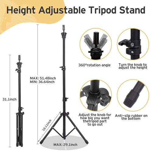 Klvied Wig Stand with 22" Canvas Head & Adjustable Tripod