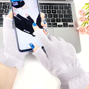 GSAFEME Cotton Gloves for Dry Hands - Fingerless Touchscreen Moisturizing Gloves for Sleeping - Cotton Eczema Gloves for Men and Women, Purple L/XL 1 Pair