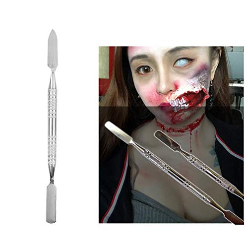 Modeling Scar Wax with Stainless Steel Double Ended Spatula Applicator Special Effects FX Makeup Tool for Theatrical Makeup and Halloween Fake Wound Moulding Scars Prosthetics(S)