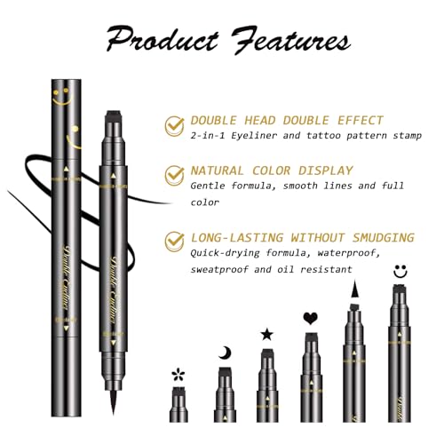 LOKFAR 6-Piece Double-Sided Liquid Eyeliner Stamp Pen Set