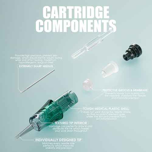 Dragonhawk Yue Professional Tattoo Needles - 20Pcs 1209RL Round Liner Tattoo Cartridges 0.35MM Precise Line Work for Tattoo Artists Disposable Needles