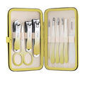 Yellow Manicure & Pedicure Kit with Leather Case - 10 High-Carbon Steel Nail Clippers
