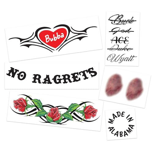 Temporary Tattoos for White Trash Costume - 6 Pack