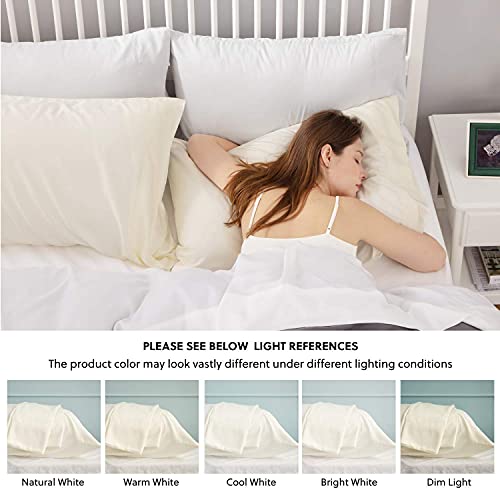 Bedsure King Size Pillow Cases Set of 2, Rayon Derived from Bamboo Cooling Pillowcase, Soft & Breathable Pillow Covers with Envelope Closure, Gifts for Men or Women, Cream, 20x40 Inches