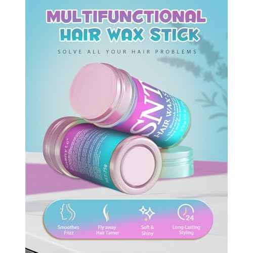 Hair Wax Stick for Girls Women, Wax Stick for Hair, Tamer for Flyaway, Hair Accessories £¦ Hair Bun Maker for Women to Ponytail, Bun, Braids, Designed for Softball, Gymnastics, Dance Fashion Hairstyle