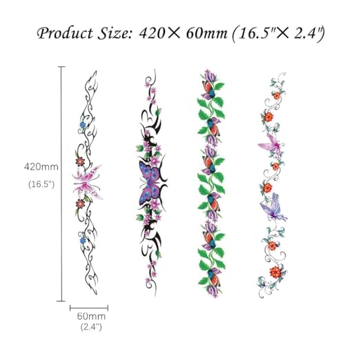 CARGEN Temporary Tattoos - Sexy Flowers Vine Butterfly 10 Sheet Set