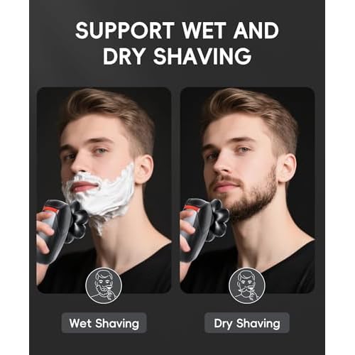 Head Shavers for Bald Men - IPX8 Waterproof Electric Razor for Wet/Dry Use with LED Display, USB-C Fast Charge & 5 Attachments Black