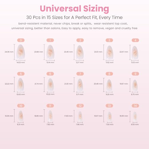 Press On Nails - Shoreline Swirl Medium Almond, 30 Pcs