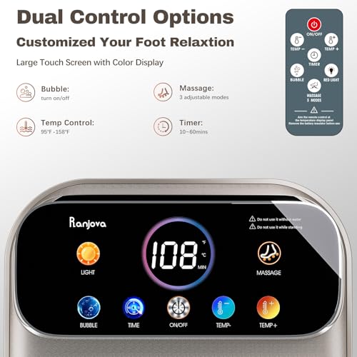 Electric Foot Spa Massager with Heat & Remote Control - Dark Grey