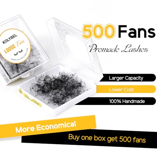 500 Premade Fans Lash Extension 24D 0.03 D Curl Promade Fans 12mm Premade Lash Fans for Eyelash Extension Middle Stem Handmade Loose Pre made Eyelash Fans Volume Soft Pointy Base (24D,0.03-D-12MM)