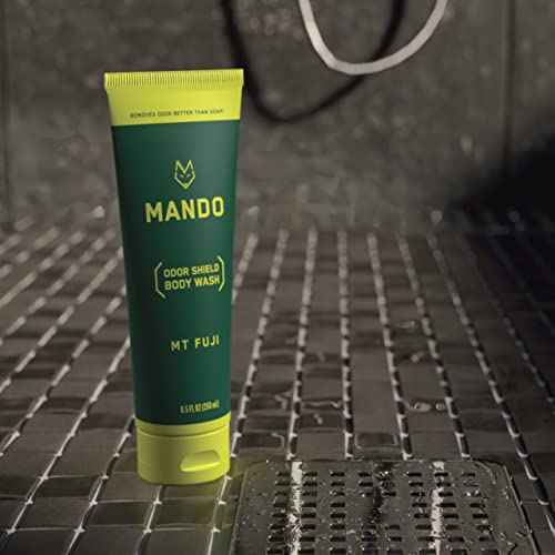 Mando Odor Shield Body Wash - 24 Hour Control - Removes Odor Better than Soap - SLS and Paraben Free, Skin Safe - 8.5 Ounce (Mt Fuji)