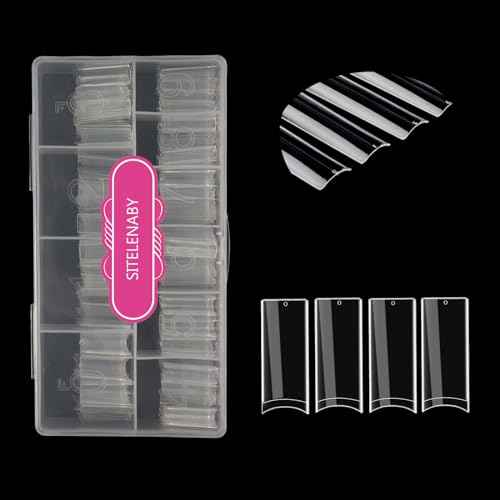No C Curve XL Nail Tips 500PCS,Tapered Square Flattened Half Cover False Nails for Nail Salons and DIY French ABS Nail Tips(XL no c square 500pcs)