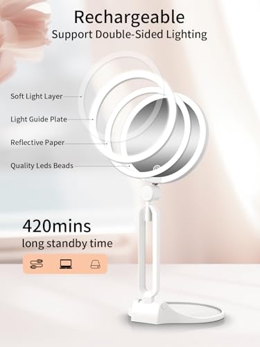 Suupvaor Travel Magnifying Makeup Mirror with Lights, Dual 1X/40X, Foldable, White - 40x Variant