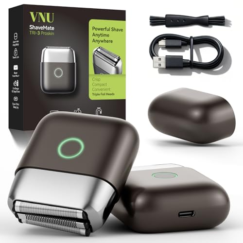 VNU Alloy Body Foil Shaver, Mini Pocket Shaver for Travel, Electric Razor for Men Face Beard, IPX7 Waterproof & 60-Day Standby, Gift for Men/Husband/Dad (Dark Gray)