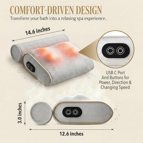 MONET Shiatsu Bath Pillow Massager - 4 Nodes, IPX8 Waterproof