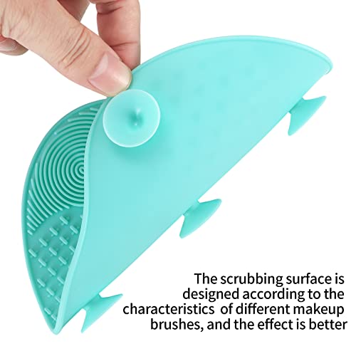 Silicone Makeup Brush Cleaning Mats - 2 Pcs Eco-Friendly Wash Pads in Green & Purple