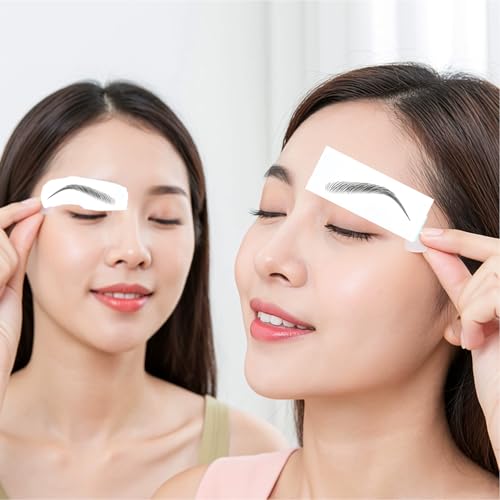 Black 3D Eyebrow Tattoo Stickers - 54 Pairs Waterproof